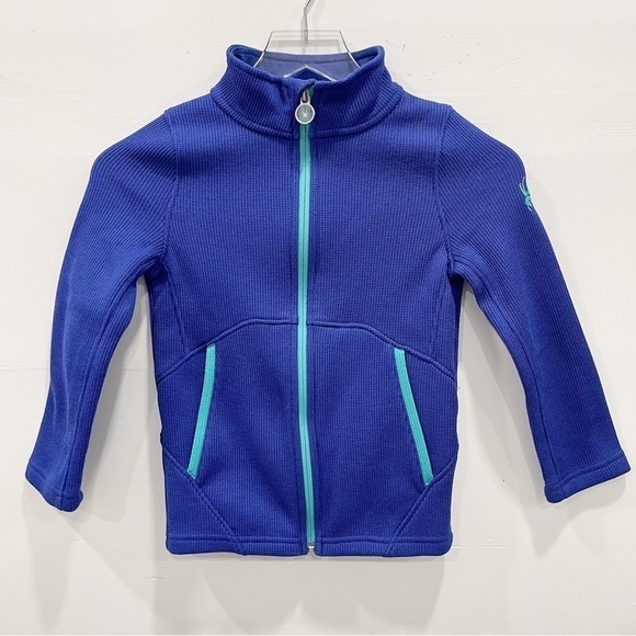 Spyder Knit Blue Full Zip Sweater Jacket Size Small 7/8 - Picture 1 of 11